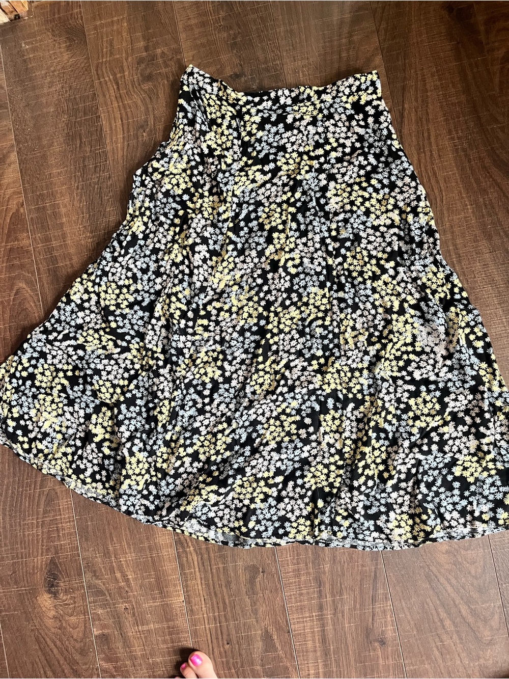 H&M Black Skirt with Yellow, Blue & White Ditsy Florals